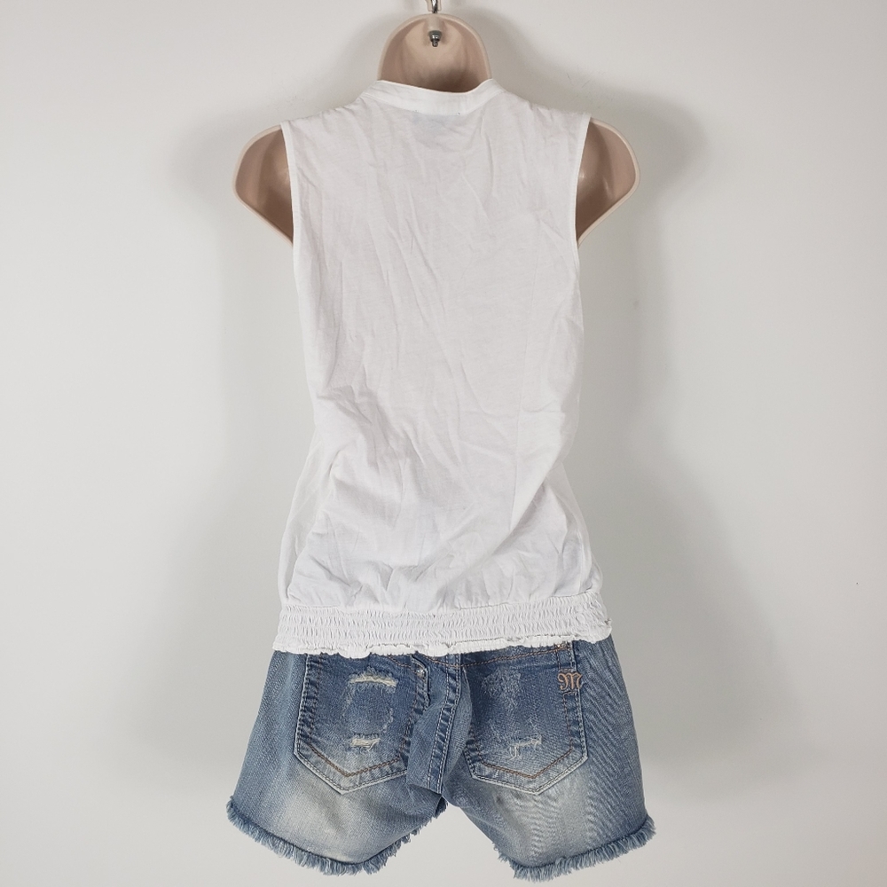 Chaps White Ruffle V-neck Top - Picture 3 of 5